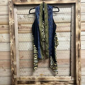IMAN Patterns animal print Layered Sleeveless Open Swing Sweater Women's  M/L
